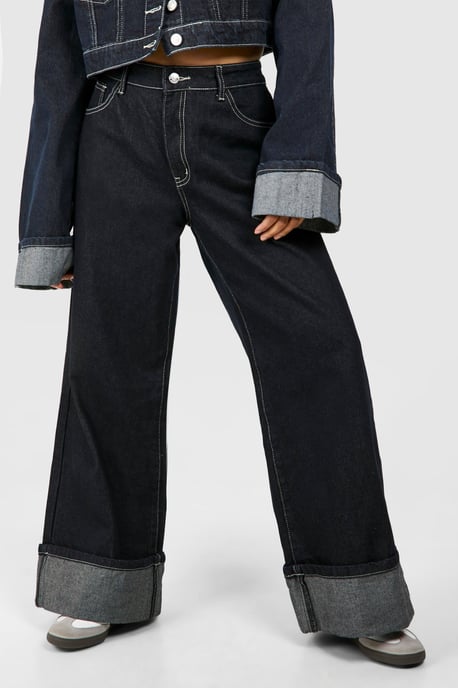 Petite Turn Up Cuff Wide Leg Jean - Image 4