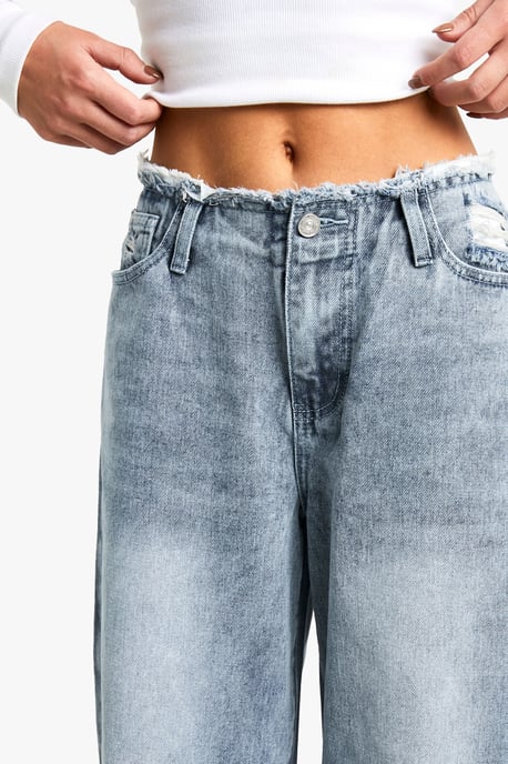 Petite Raw Waistband Wide Leg Jeans - Image 4