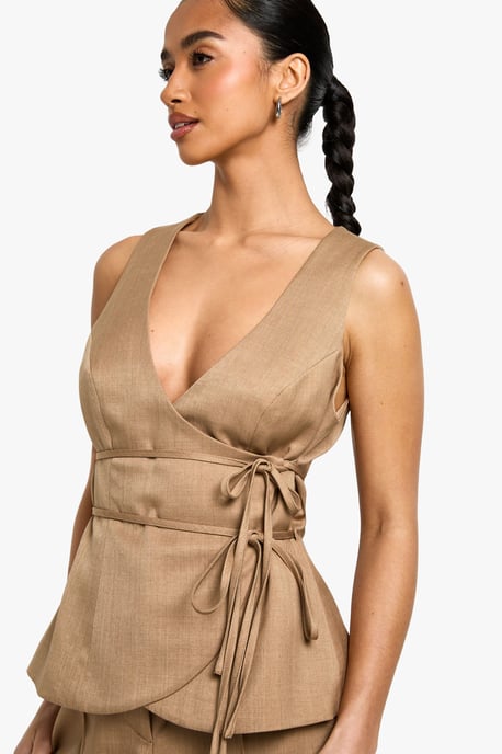 Petite Linen Look Waistcoat - Image 1
