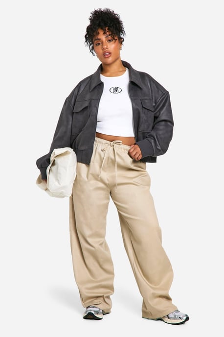 Plus Faux Suede Bomber Jacket - Image 3
