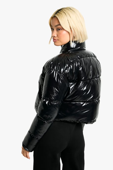 Patent Boxy Puffer Jacket - Image 2