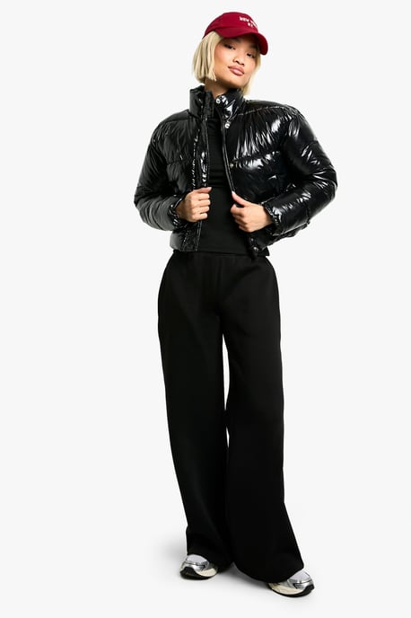 Patent Boxy Puffer Jacket - Image 3
