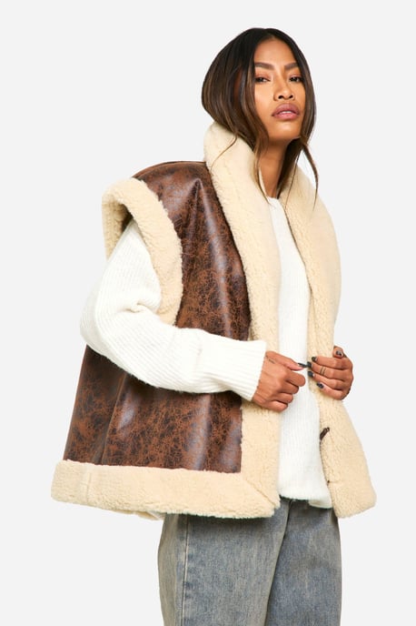 Vintage Look Bonded Aviator Gilet - Image 1