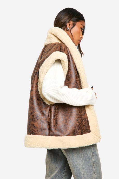 Vintage Look Bonded Aviator Gilet - Image 2