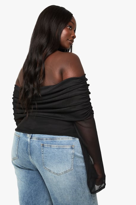 PLUS MESH BARDOT LONG SLEEVE TOP - Image 2
