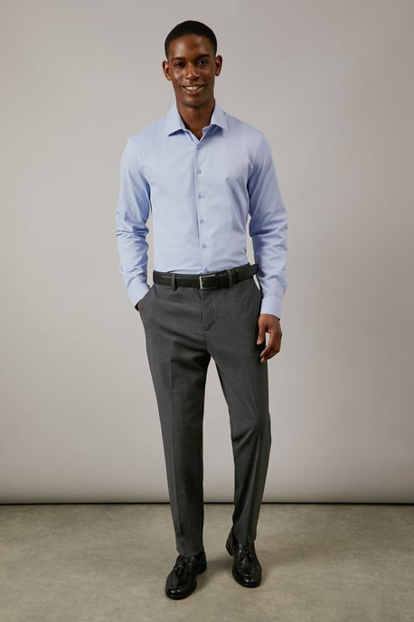Blue Regular Fit Easy Iron Shirt - Image 2