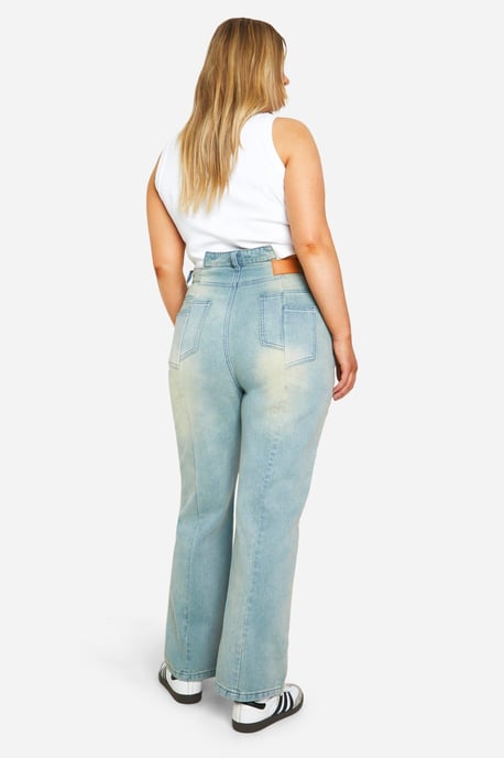 Plus Bleach Wash Cut And Spliced Bum Detail Jeans - Image 2