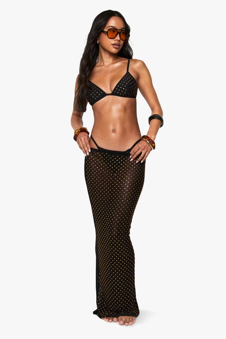 Premium Swim Hot Fix Diamante Beach Skirt - Image 3