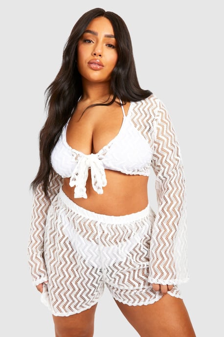 Plus Jersey Knitted Beach Co Ord - Image 1