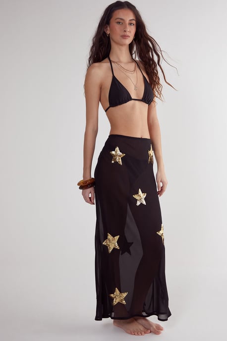Star Embellished Midi Beach Skirt - Image 1