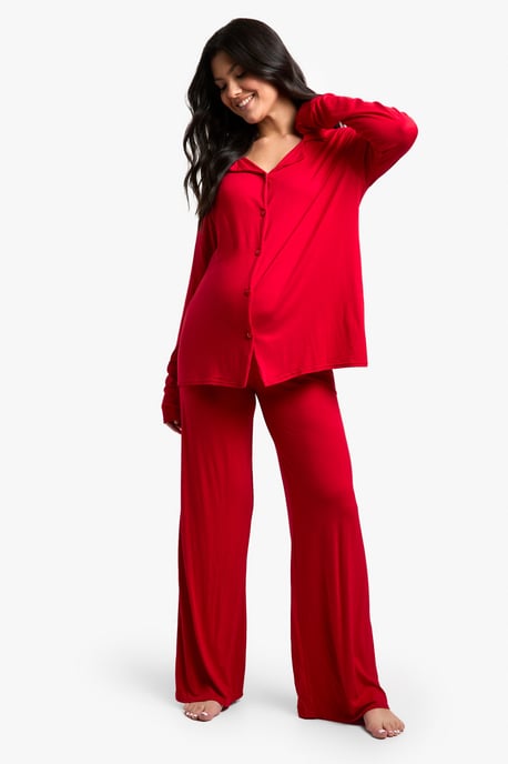 Maternity Long Sleeve Shirt & Trouser Pj Set - Image 3
