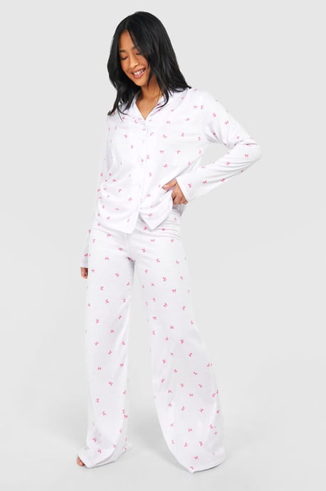 Petite Bow Print Pyjama Set - Image 1