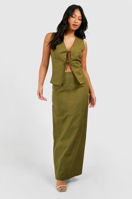Petite Linen Blend Maxi Skirt - Image 3