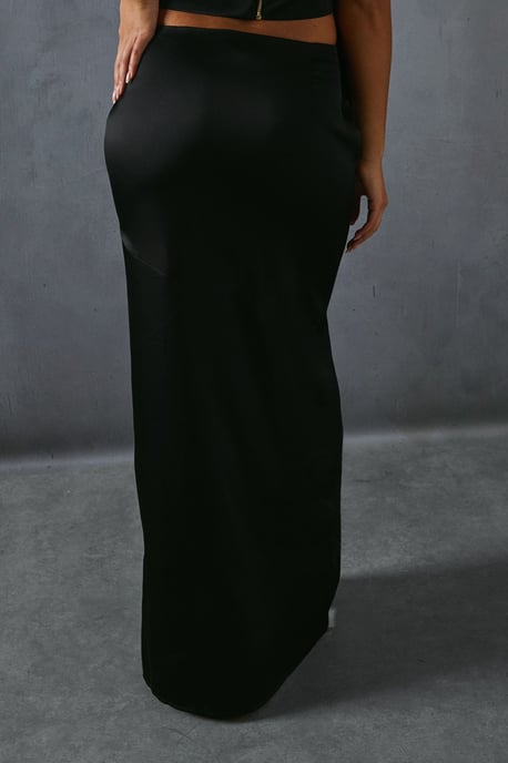 Satin High Waist Maxi Skirt - Image 4