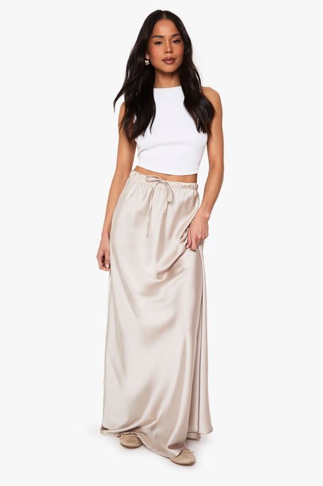 Satin Drawcord Maxi Slip Skirt - Image 3