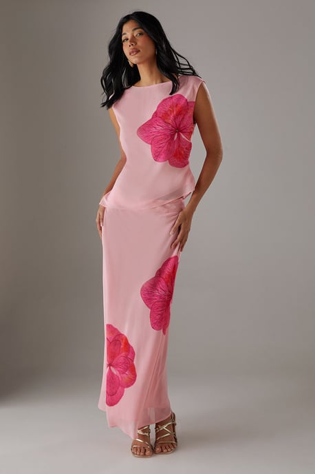 Placement Chiffon Bias Maxi Skirt - Image 4