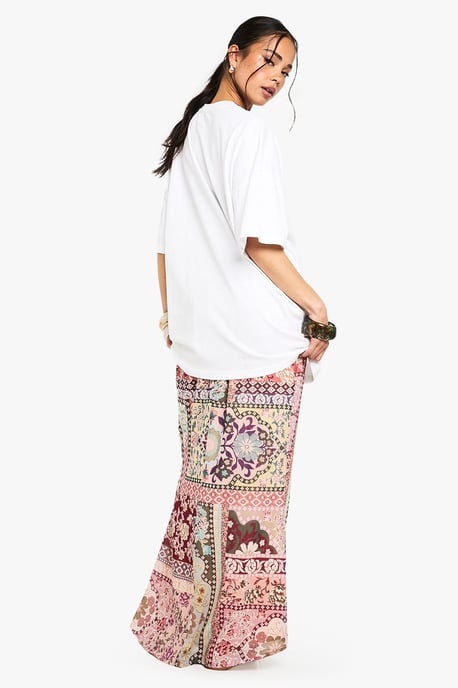 Patchwork Paisley Print Woven Maxi Skirt - Image 2