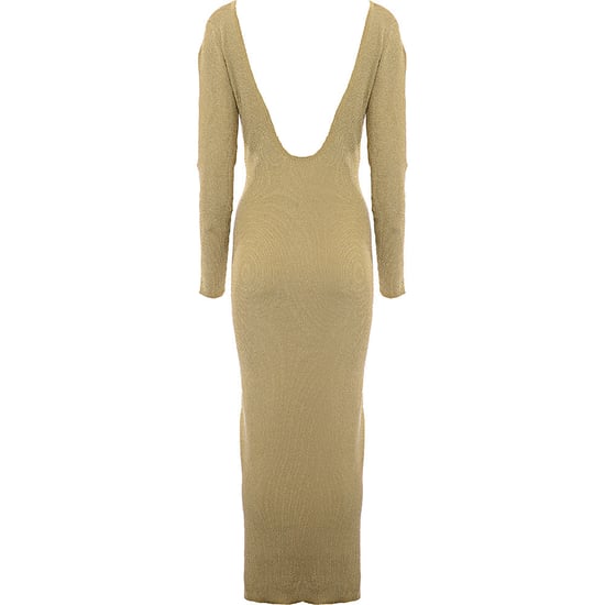 Nina Ricci Womens Open-Back Lurex Ribbed Dress With Heart Neckline in Gold - Image 2