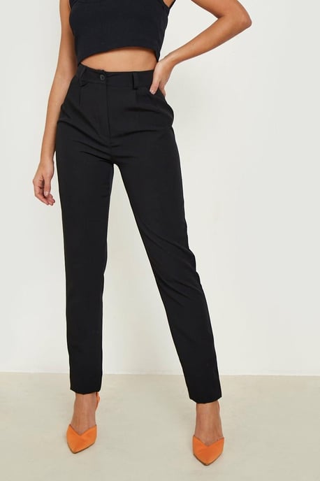 High Waist Tapered Tailored Suit Trousers - Image 4