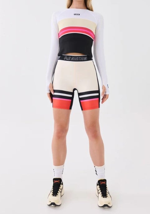 PE Nation Womens Reframe Bike Short in Beige - Image 1