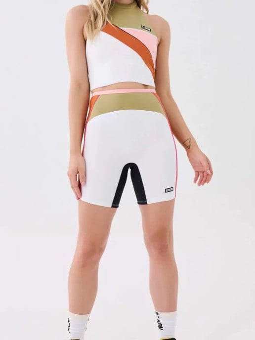 PE Nation Womens Air Time Bike Short in White - Image 1