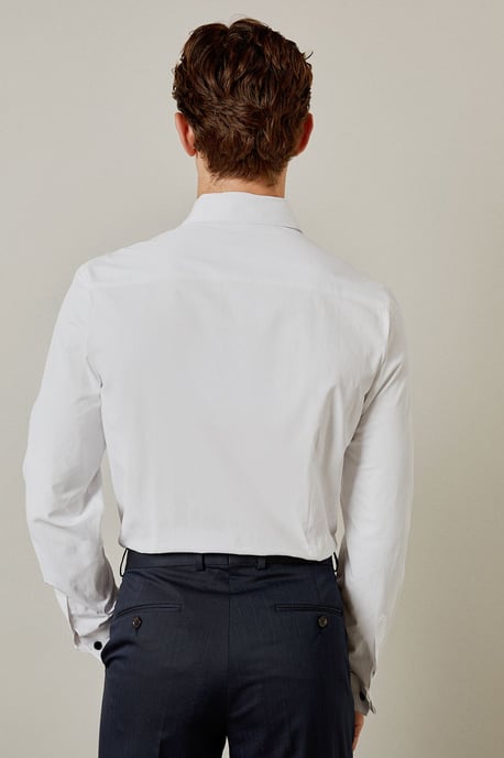 White Easy Iron Double Cuff Slim Fit Shirt - Image 3