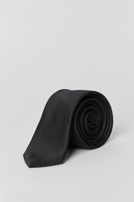 Black Textured Tie - Image 1