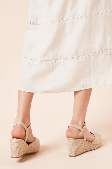 Wide Fit Rumor Faux Suede Closed Toe Espadrille Wedge Sandals - Image 2