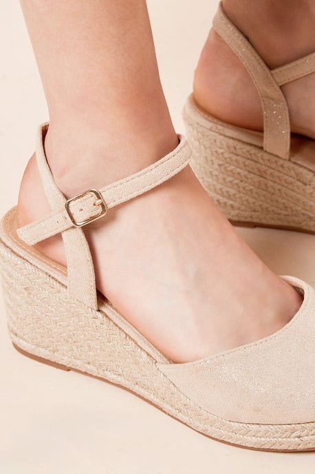 Wide Fit Rumor Faux Suede Closed Toe Espadrille Wedge Sandals - Image 4