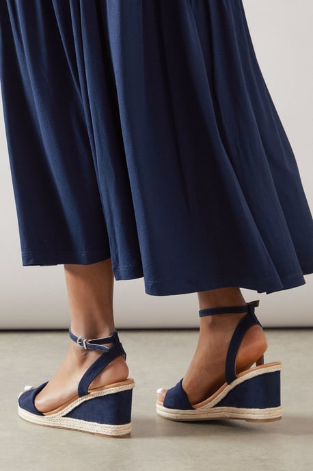 Wide Fit Richie Soft Twist Rope Detail Wedge Sandals - Image 2