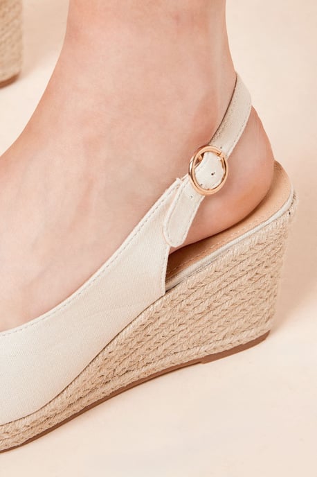 Wide Fit Riya Closed Toe Slingback Espadrille Wedge Sandals - Image 4