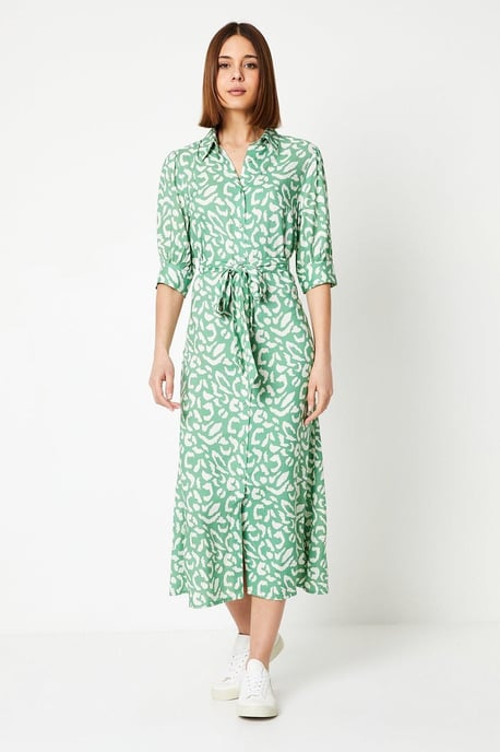 Green Animal Midi Shirt Dress - Image 2