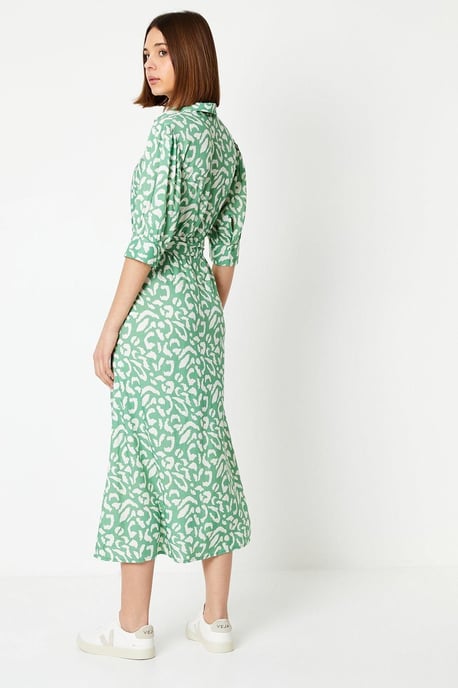 Green Animal Midi Shirt Dress - Image 3
