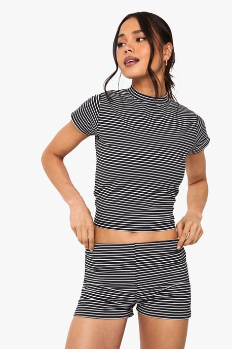 Striped Cap Sleeve Top - Image 1