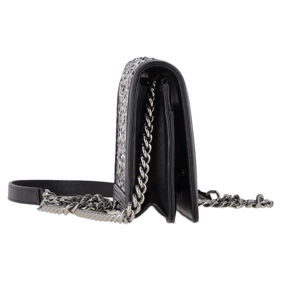 Chanel Old Medium Boy Beaded Shoulder Bag in Black Calf Leather - Image 2