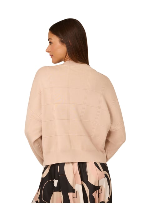 Long Sleeve Sweater Bomber With Front Zipper And Mock Neck - Image 2