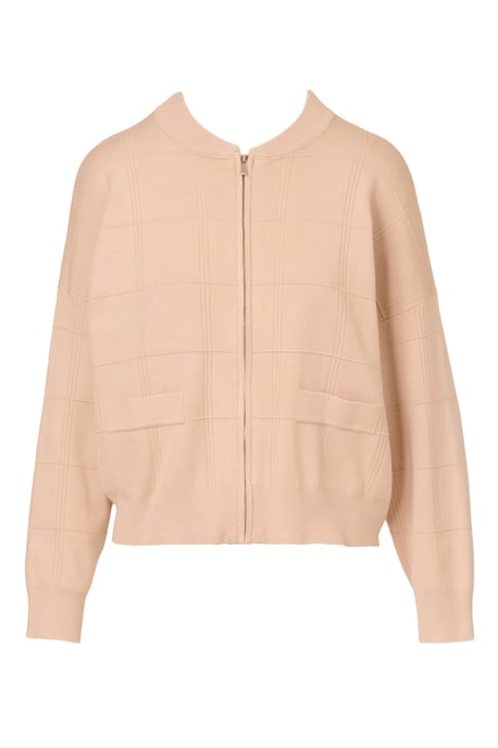 Long Sleeve Sweater Bomber With Front Zipper And Mock Neck - Image 4