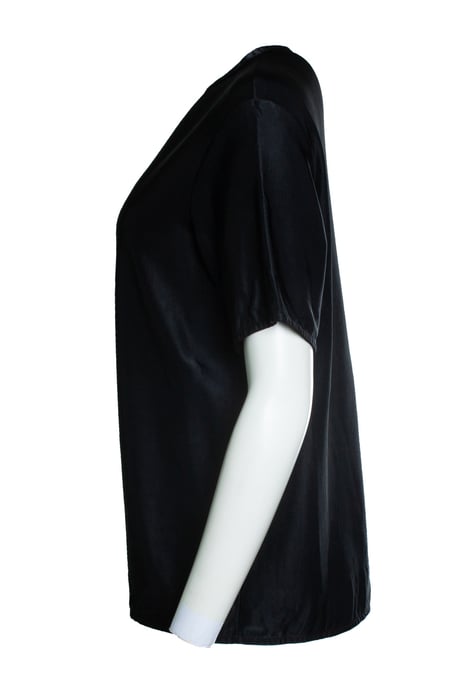 black shiny short sleeve top - Image 2