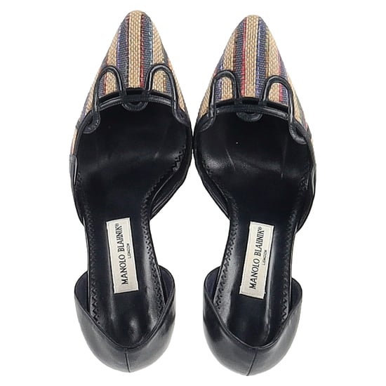 Manolo Blahnik Puntige Pumps in Multicolor Raffia - Image 3
