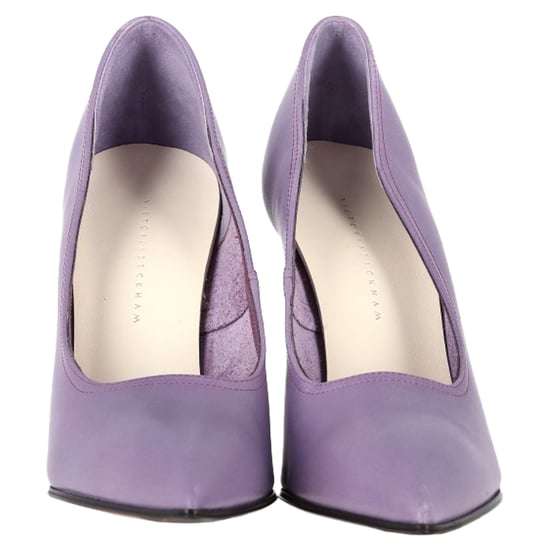 Victoria Beckham Pointed Toe Pumps in Purple Leather - Image 2