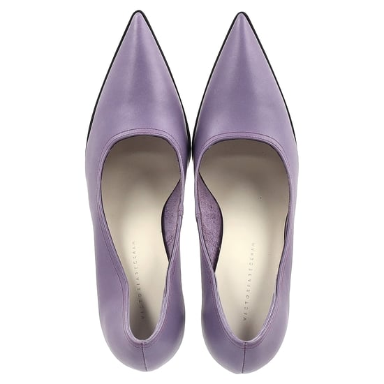 Victoria Beckham Pointed Toe Pumps in Purple Leather - Image 3