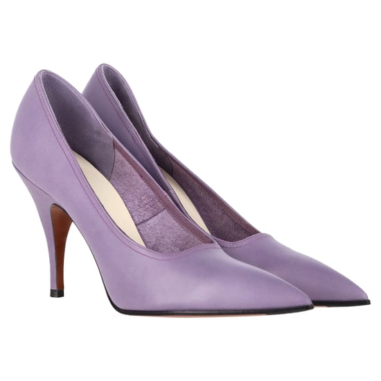 Victoria Beckham Pointed Toe Pumps in Purple Leather - Image 4