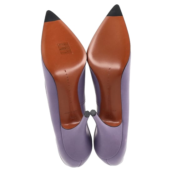 Victoria Beckham Pointed Toe Pumps in Purple Leather - Image 6