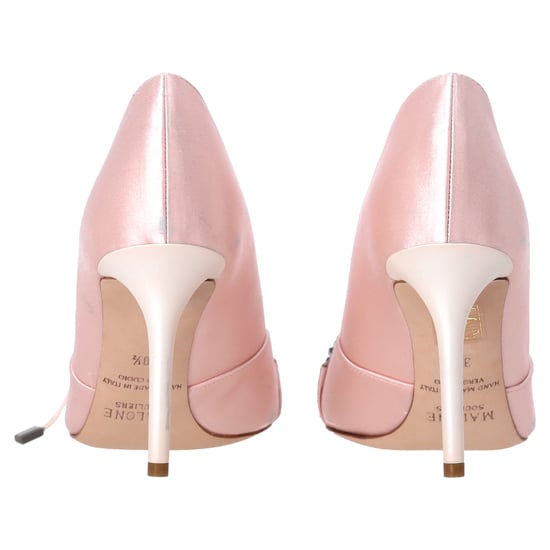 Malone Soulier Embellished Pointed Pumps in Light Pink Satin - Image 4