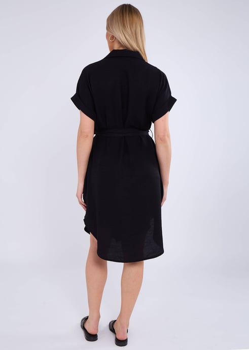 Black Utility Belted Oversized Viscose Shirt Dress - Image 2