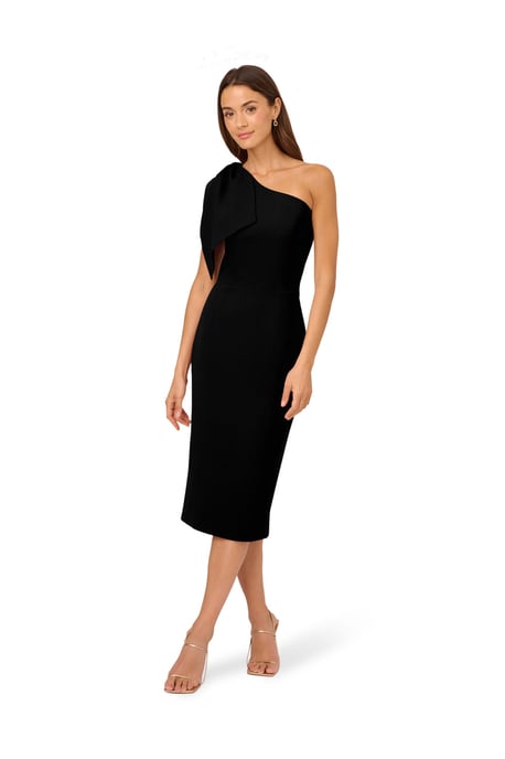 One Shoulder Bow Midi Dress - Image 1