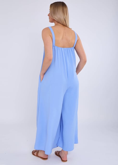 Blue Air Flow Strappy Wide leg Jumpsuit - Image 2