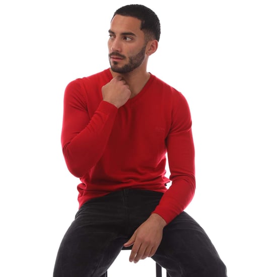 Men's Boss Batisse-E V-Neck Sweater in Red - Image 4