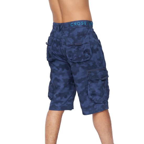 Crosshatch Mens Hanwhere Camo Cargo Shorts (Navy) - Image 2