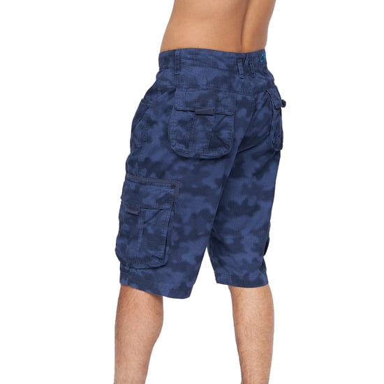 Crosshatch Mens Hanwhere Camo Cargo Shorts (Navy) - Image 3